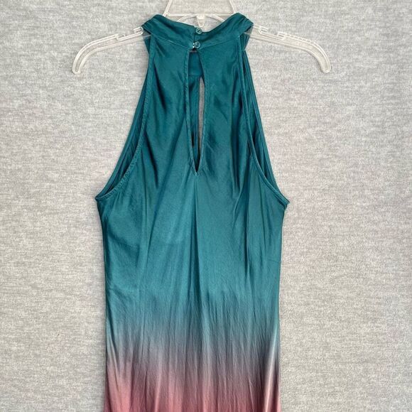 Young Fabulous & Broke Halter Dress Womens Medium Ombre Satin Midi Maxi Rayon - Picture 6 of 13